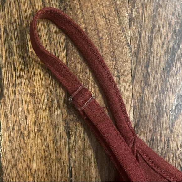 Dark Red Faux Suede Fringe Dress - Picture 5 of 5